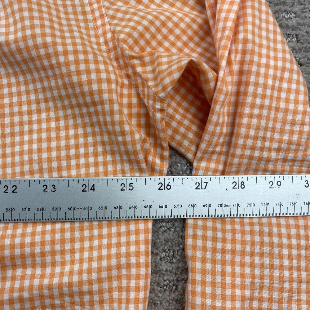 Tommy Hilfiger Shirt Men XXL Orange White Checkered Custom Fit Button Down Polo - Picture 8 of 9